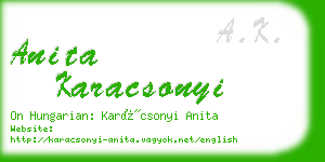 anita karacsonyi business card